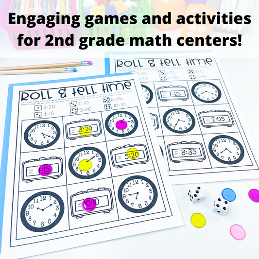 2nd Grade Math Centers - Games, Worksheets, Centers - Year Long Bundle