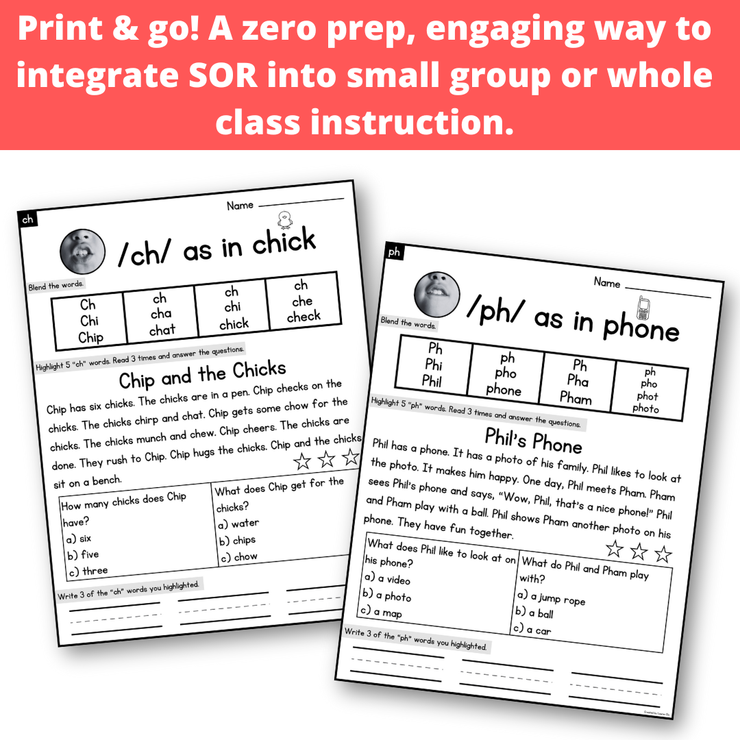 Digraphs Decodable Passages with Blending Comprehension and Writing Practice | Science of Reading Aligned SOR