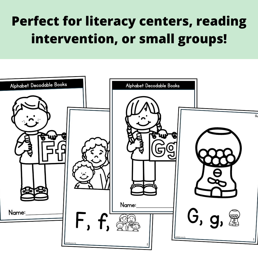 Alphabet Decodable Readers - Phonics Books Color Read & Trace