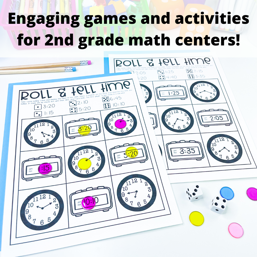 2nd Grade Math Centers - Games, Worksheets, Centers - Year Long Bundle