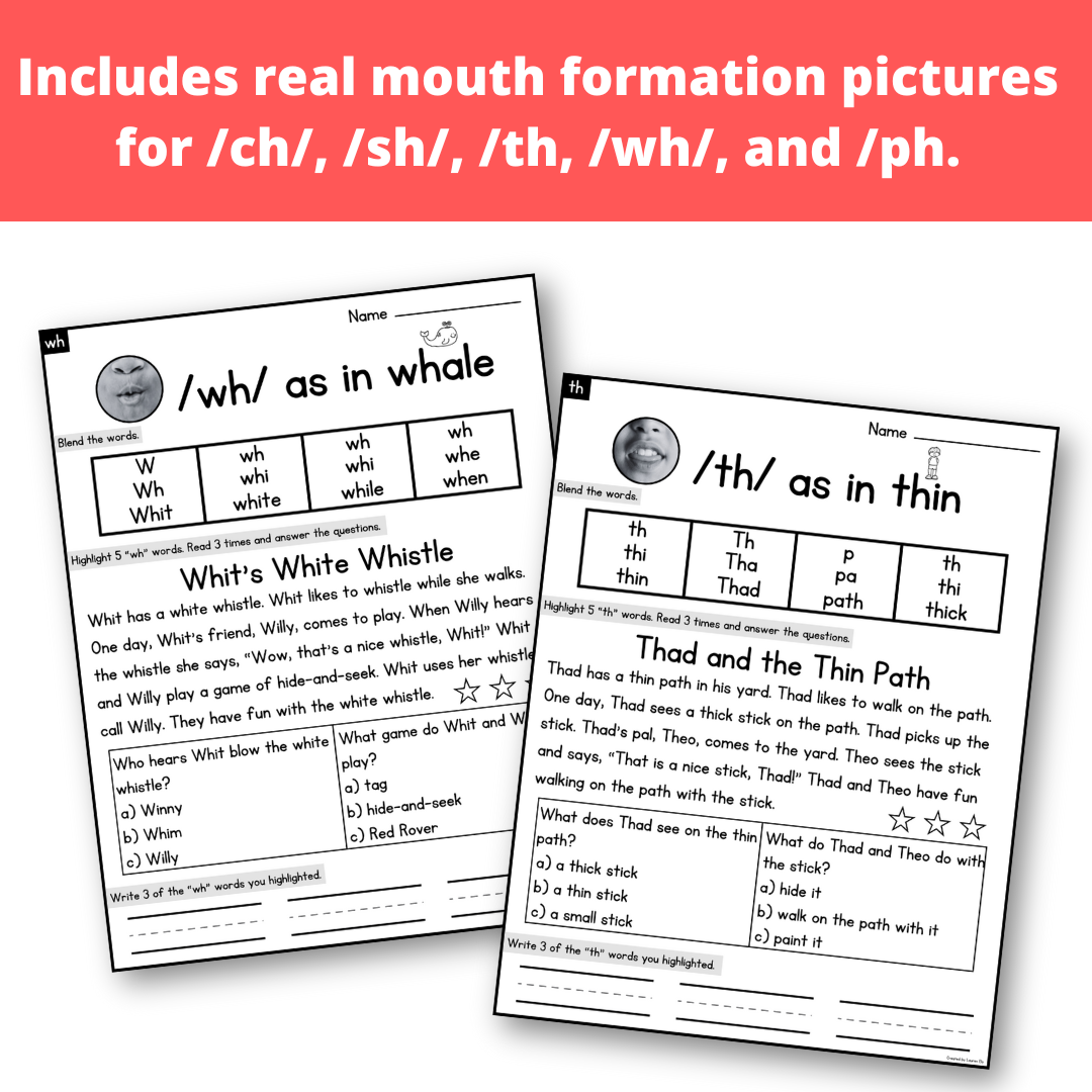 Digraphs Decodable Passages with Blending Comprehension and Writing Practice | Science of Reading Aligned SOR