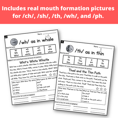 Digraphs Decodable Passages with Blending Comprehension and Writing Practice | Science of Reading Aligned SOR