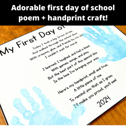 First Day of School Poem and Handprint Craft | Preschool, Pre-K, & Kindergarten
