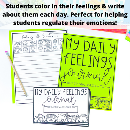 Social Emotional Learning Activities - Daily Feelings Check In Journal - SEL