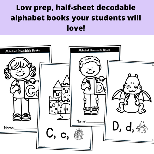 Alphabet Decodable Readers - Phonics Books Color Read & Trace