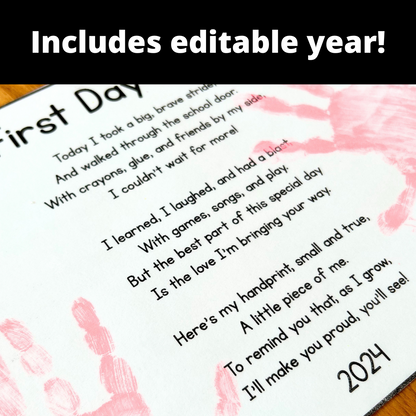 First Day of School Poem and Handprint Craft | Preschool, Pre-K, & Kindergarten