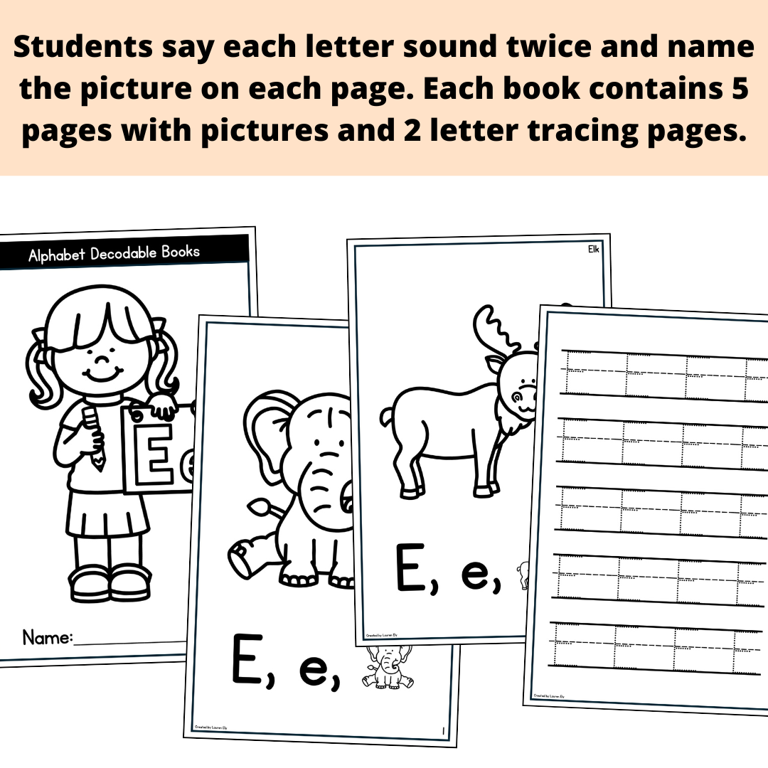 Alphabet Decodable Readers - Phonics Books Color Read & Trace