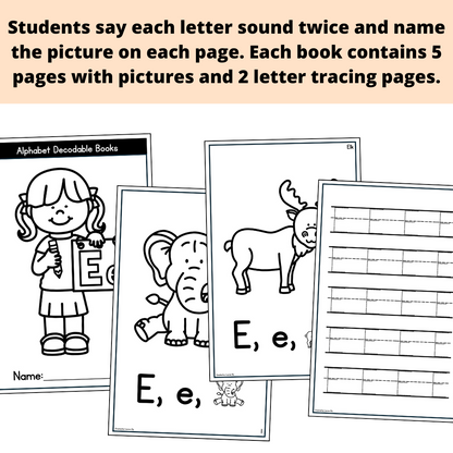 Alphabet Decodable Readers - Phonics Books Color Read & Trace