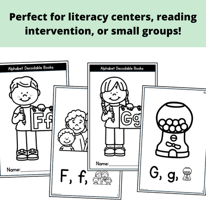 Alphabet Decodable Readers - Phonics Books Color Read & Trace