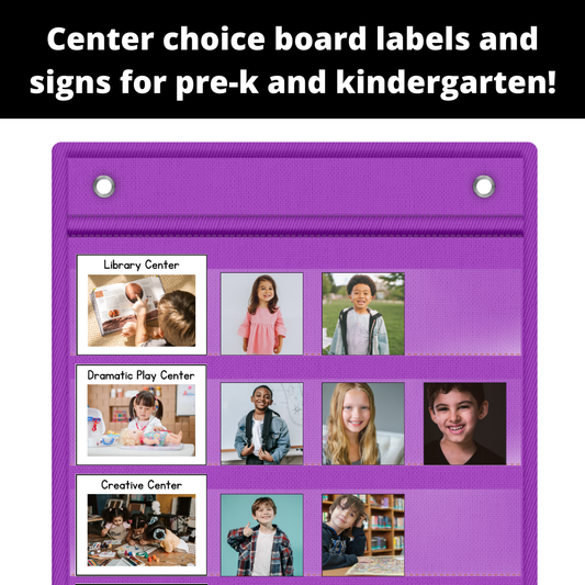 Center Signs and Choice Board Labels for Preschool Pre-K and Kindergarten