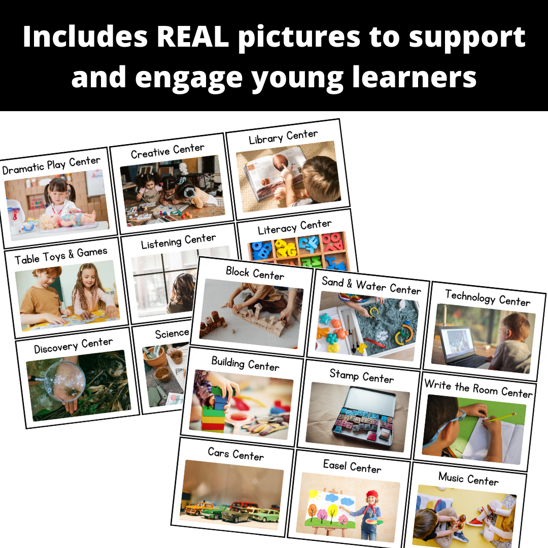 Center Signs and Choice Board Labels for Preschool Pre-K and Kindergarten