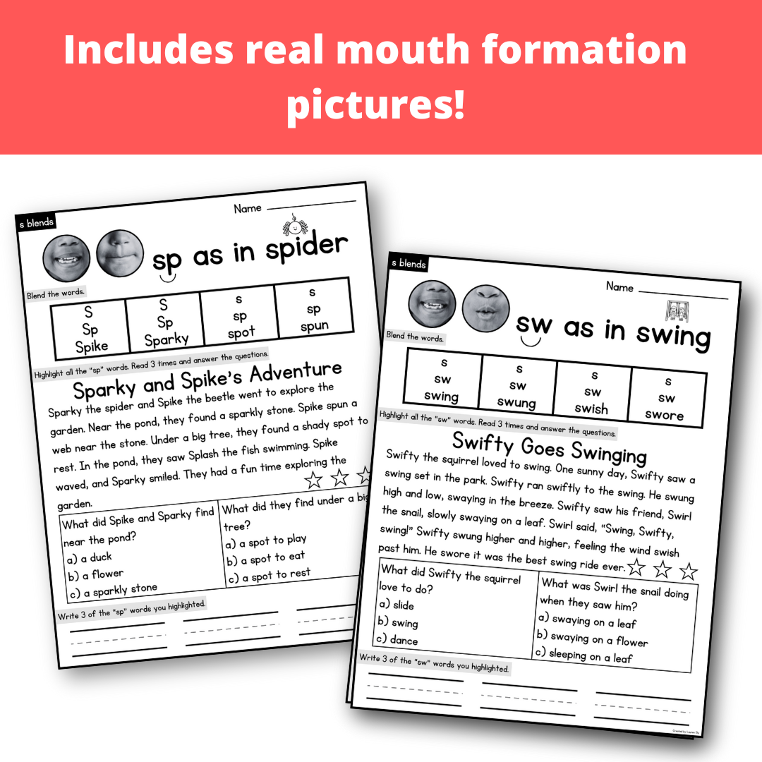 Blends Decodable Passages with Blending, Comprehension, & Writing