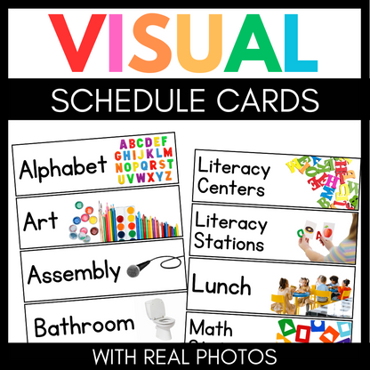 Visual Schedule Cards with Real Photos - Daily Schedule Chart