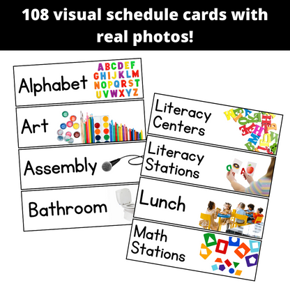 Visual Schedule Cards with Real Photos - Daily Schedule Chart