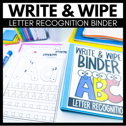 Letter Recognition Binder - Write and Wipe Letter Formation Alphabet Activities