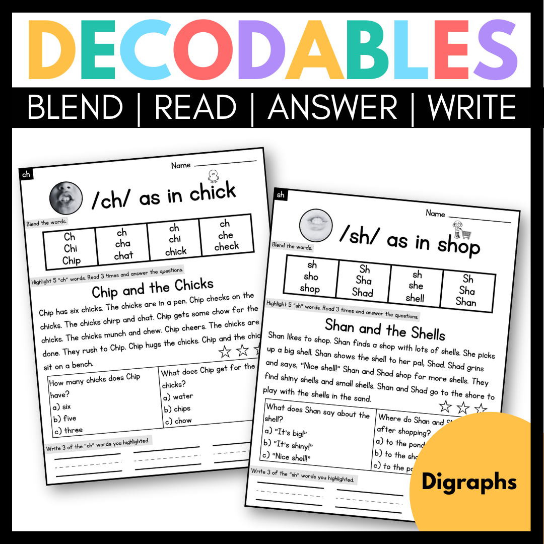 Digraphs Decodable Passages with Blending Comprehension and Writing Practice | Science of Reading Aligned SOR