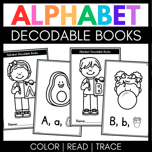 Alphabet Decodable Readers - Phonics Books Color Read & Trace