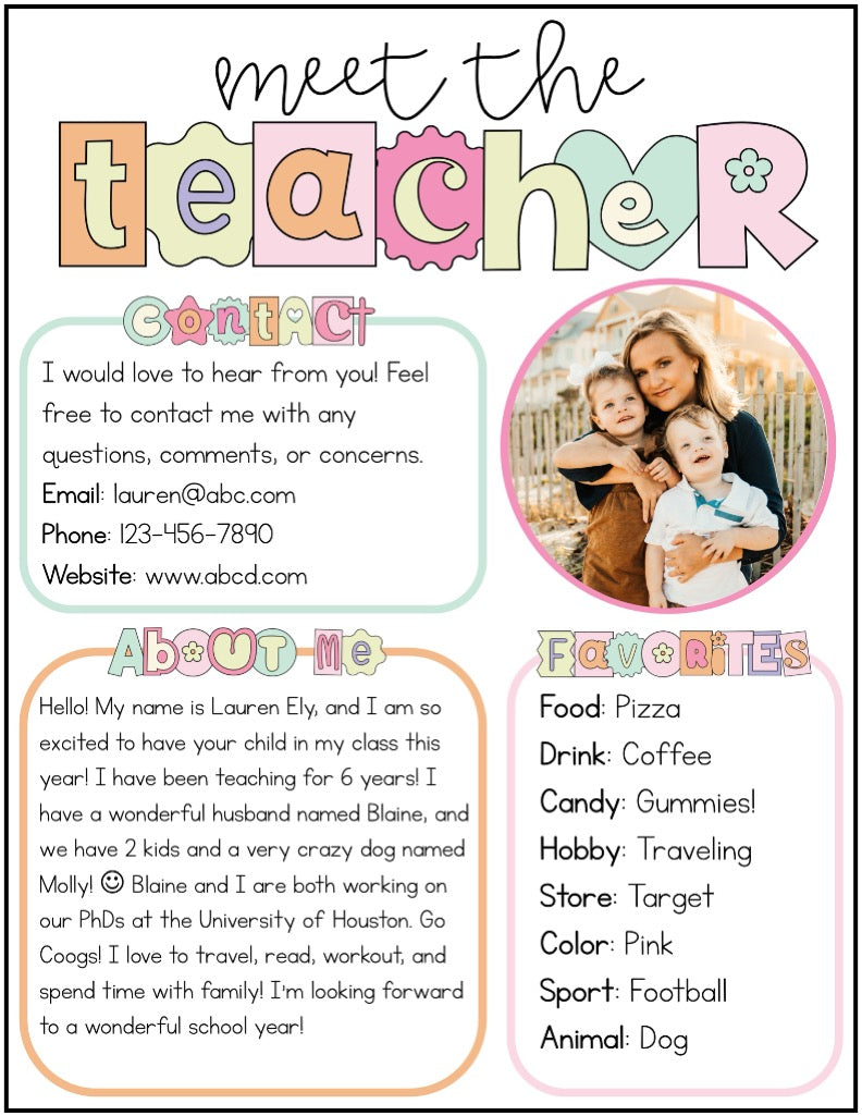 Meet the Teacher Retro Template Editable - Back to School