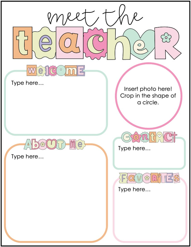 Meet the Teacher Retro Template Editable - Back to School