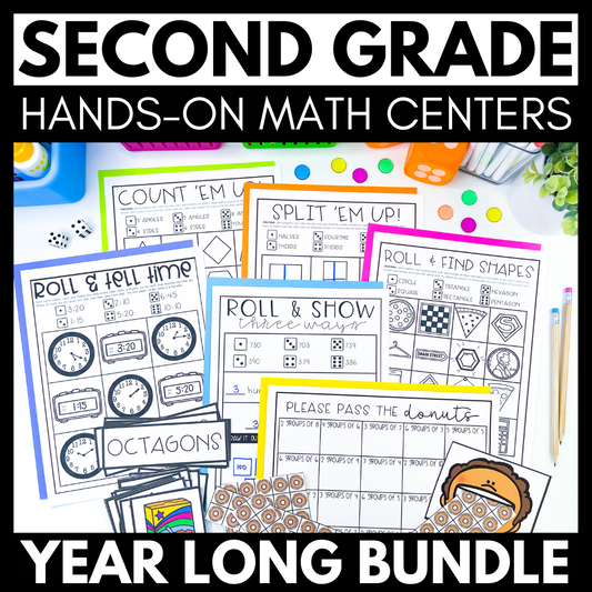 2nd Grade Math Centers - Games, Worksheets, Centers - Year Long Bundle